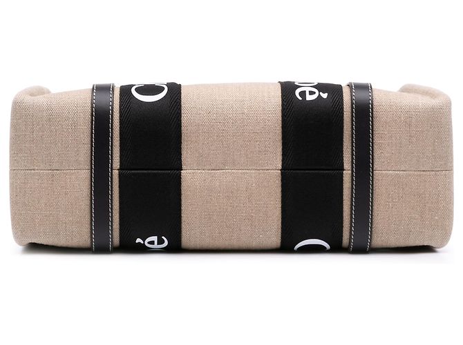 Borsa Tote Woody Medium in Tela Beige Chloé - vista 3
