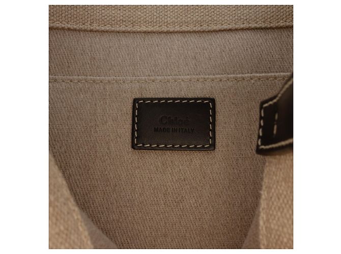 Borsa Tote Woody Medium in Tela Beige Chloé - vista 5
