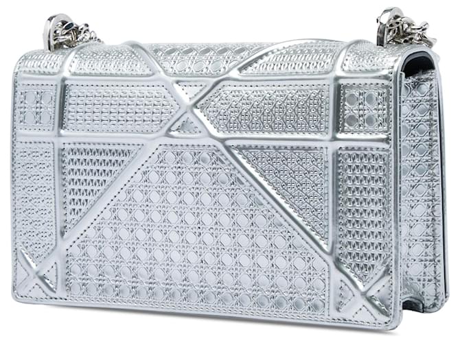 Dior Silver Mini Metallic Patent Microcannage Diorama Flap Plata - vista 2