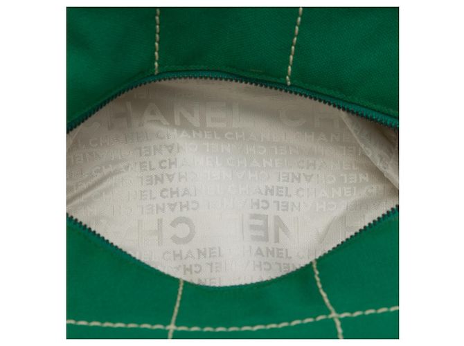 Borsa Chanel Green CC Chocolate Bar Canvas Wild Stitch Verde - vista 4