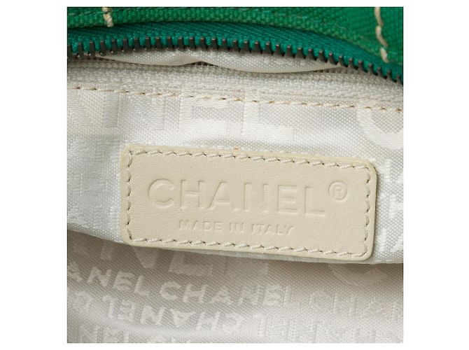 Borsa Chanel Green CC Chocolate Bar Canvas Wild Stitch Verde - vista 5