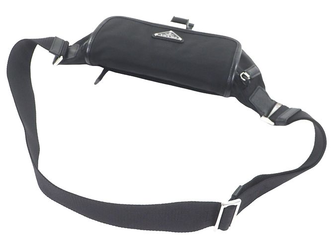 Bolso cinturón Prada de Tessuto con adornos de Saffiano negro - vista 9
