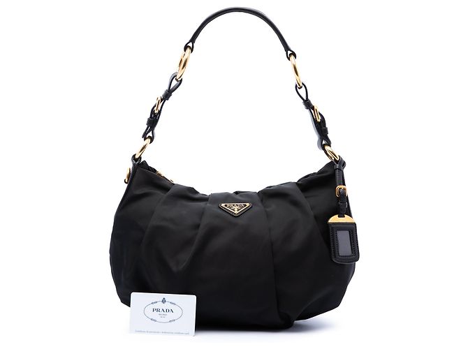Bolsa Hobo Prada em Tessuto plissado preto - vista 7