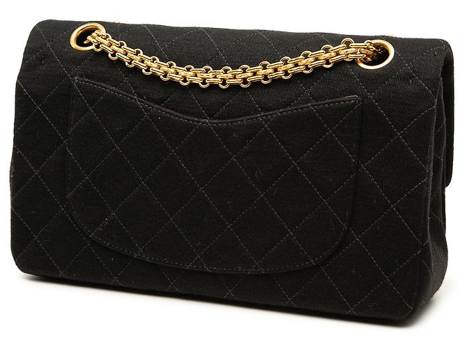 Chanel Black Small Classic Jersey Double Flap Nero - vista 2