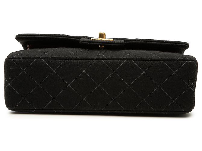 Chanel Black Small Classic Jersey Double Flap Nero - vista 3