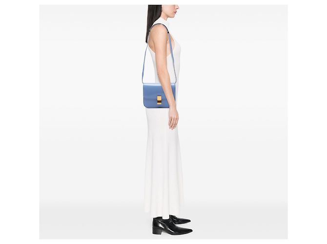 Céline Celine Blue Medium Shiny Calfskin Classic Box Blu chiaro - vista 6