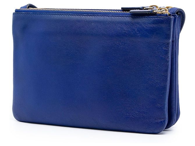 Céline Celine Trio Crossbody Small in pelle di agnello blu - vista 2