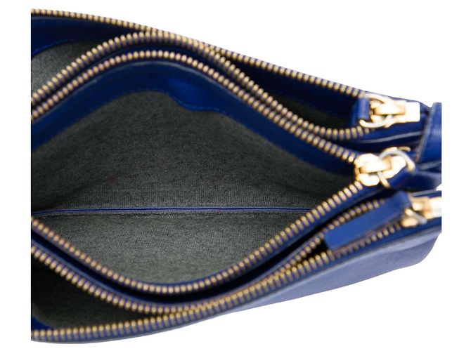 Céline Celine Trio Crossbody Small in pelle di agnello blu - vista 4