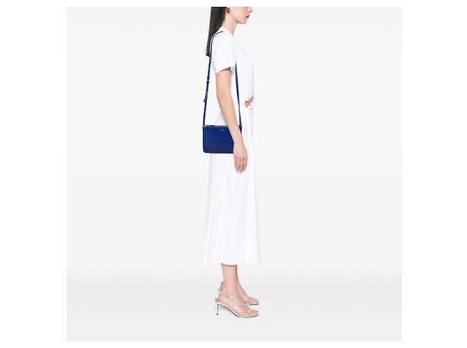 Céline Celine Trio Crossbody Small in pelle di agnello blu - vista 6