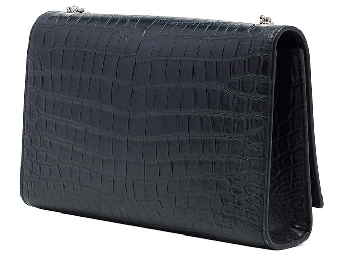 Saint Laurent Borsa a Tracolla Kate Tassel in Pelle Effetto Coccodrillo Nera Medium Monogram Nero - vista 2