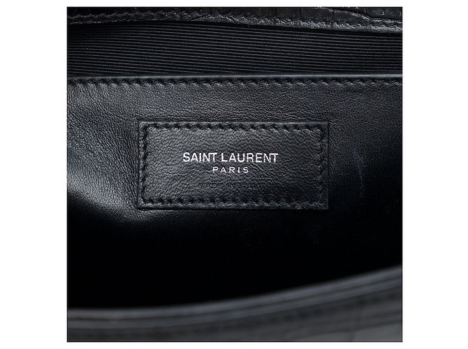 Saint Laurent Borsa a Tracolla Kate Tassel in Pelle Effetto Coccodrillo Nera Medium Monogram Nero - vista 5