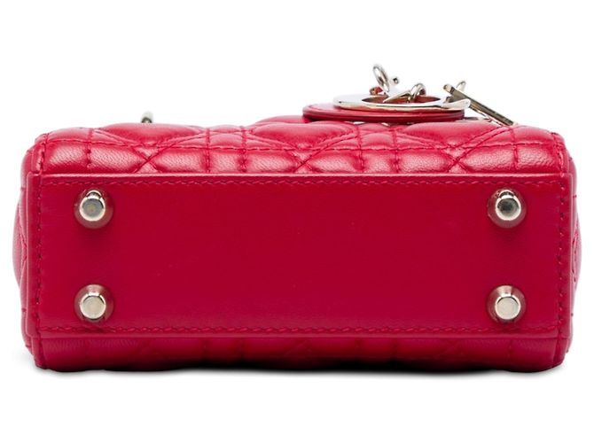 Dior Red DiorAmour Micro Lambskin Cannage Lady Dior Rosso - vista 3