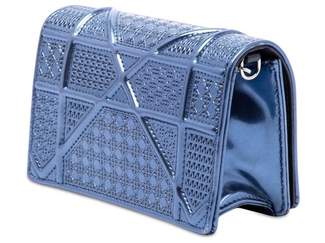 Dior Blue Baby Metallic Patent Microcannage Diorama Flap - vista 2