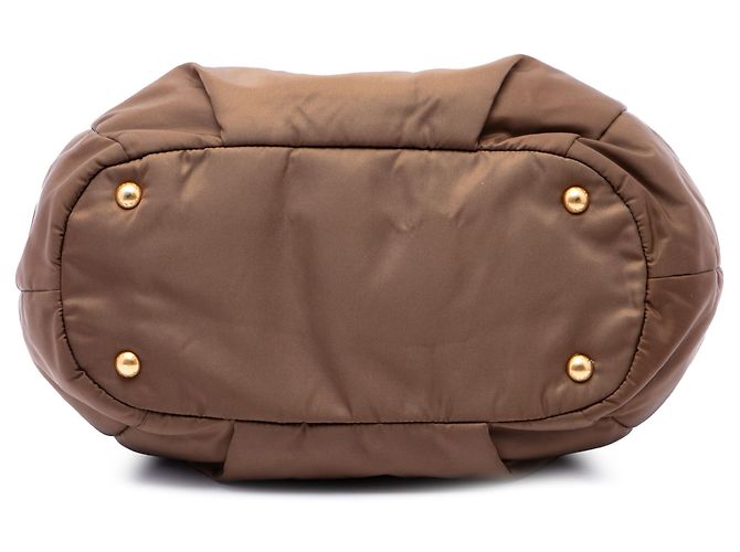 Borsa satchel Prada in Tessuto con rifiniture in Vitello Daino marrone - vista 3