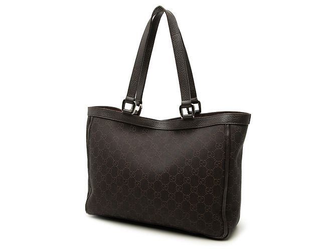 Borsa Tote Gucci Abbey in denim GG marrone con anello a D Marrone scuro - vue 2