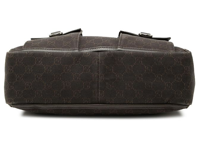 Borsa Tote Gucci Abbey in denim GG marrone con anello a D Marrone scuro - vue 3