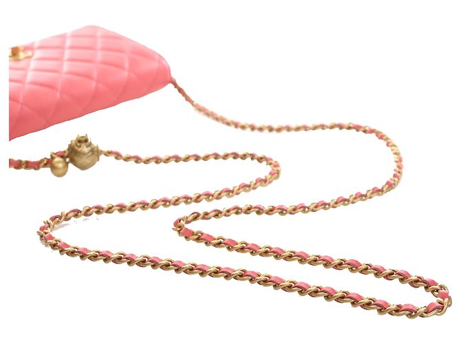 Wallet On Chain Portafoglio con catena Chanel Pink CC Quilted Lambskin Pearl Crush Rosa - vista 14