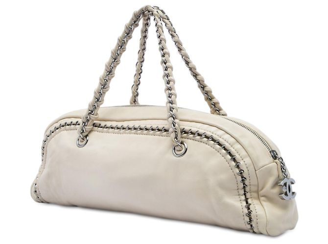 Bolsa Bowler Chanel White Small Calfskin Luxe Ligne Branco - vista 2