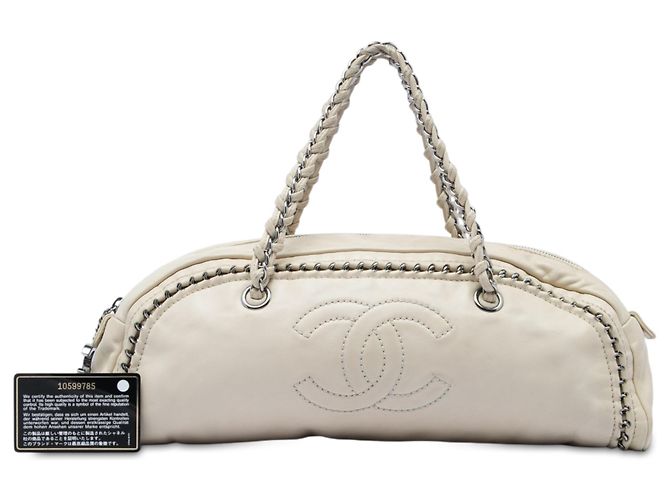 Bolsa Bowler Chanel White Small Calfskin Luxe Ligne Branco - vista 6