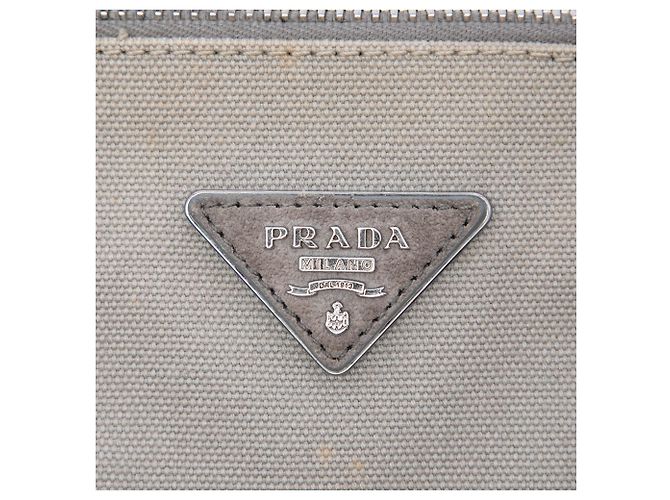 Borsa Prada Gray Scamosciato and Canapa Twin Pocket Double Handle Satchel Marrone - vista 5