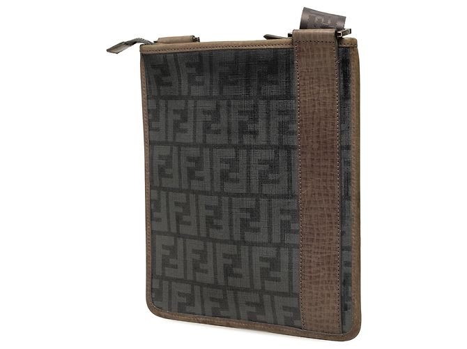 Borsa Messenger Piatta Fendi Black Zucca Spalmati Nero - vista 2