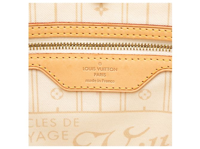 Louis Vuitton White Damier Azur Neverfull MM Bianco - vista 5