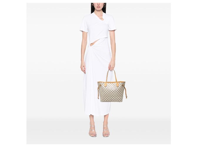 Louis Vuitton White Damier Azur Neverfull MM Bianco - vista 6