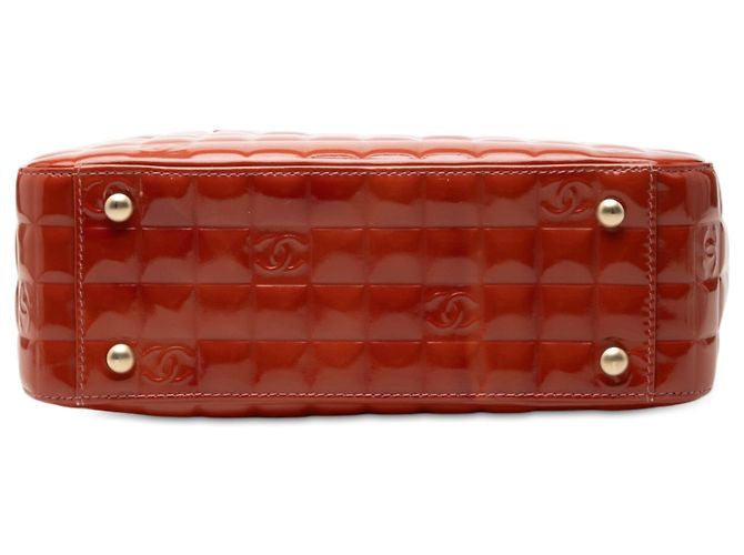 Borsa Tote Chanel Orange CC Chocolate Bar in vernice Arancione - vista 3