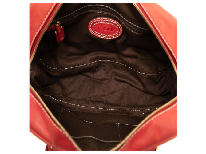 Borsa LOEWE Red Nubuck Anagram Madrid Fringe Rosso - vista 4