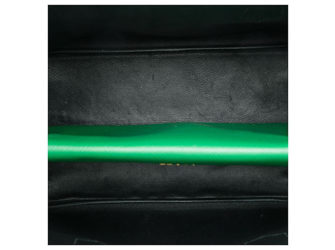 Prada Borsa Satchel Doppia Grande in Pelle Saffiano Verde - vista 4