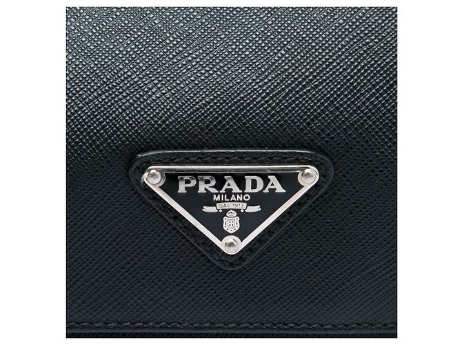 Prada Cartella da viaggio in pelle Saffiano nera con tasca frontale con zip Nero - vista 5