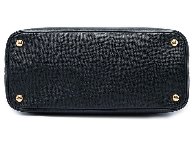 Prada Sac Satchel Double en Cuir Saffiano Noir Medium - vue 3