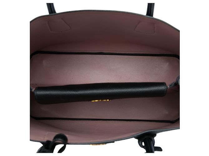 Prada Sac Satchel Double en Cuir Saffiano Noir Medium - vue 4