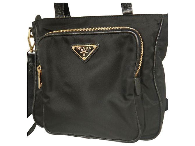 Prada Tessuto Satchel mit schwarzem Saffiano-Besatz - Ansicht 8