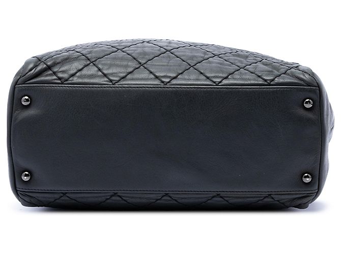 Borsa Chanel Black CC Quilted Lambskin Wild Stitch Chain Tote Nero - vista 3