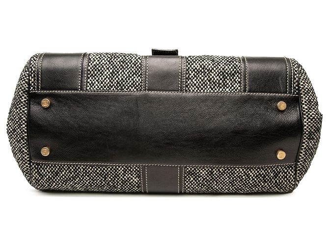 Céline Bolso Celine Ella Frame de tweed negro y piel - vista 3