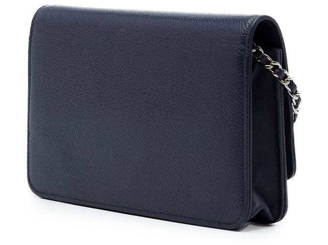 Chanel Blue CC Caviar Wallet On Chain Blu navy - vista 2