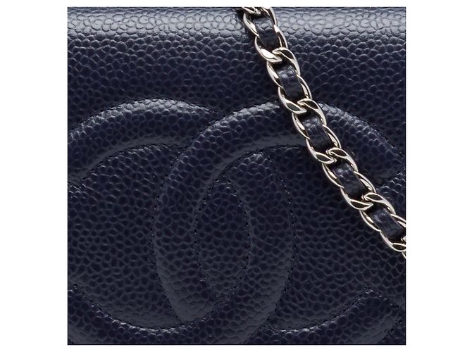 Chanel Blue CC Caviar Wallet On Chain Blu navy - vista 6