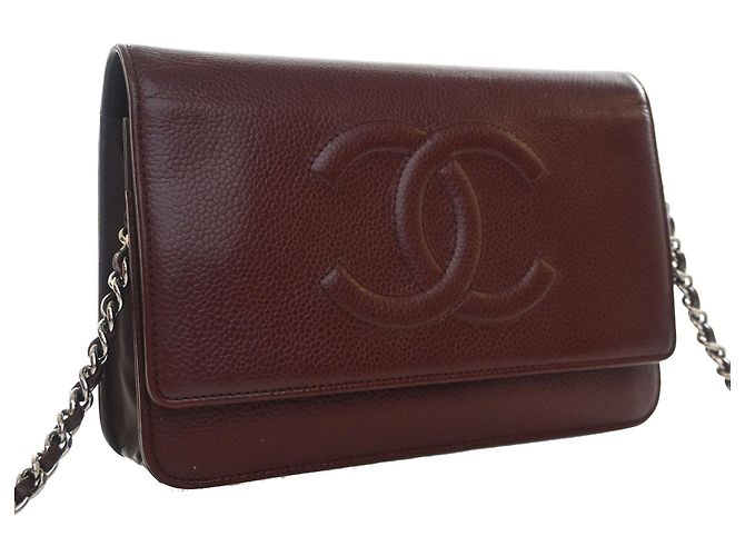Cartera Chanel Red CC Caviar Wallet On Chain Roja Burdeos - vista 2