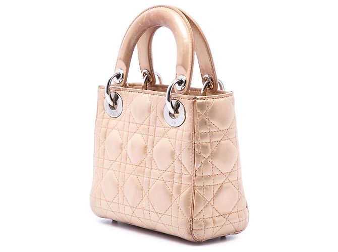 Dior Pink Mini Metallic Lambskin Cannage Lady Dior Rosa - vista 2