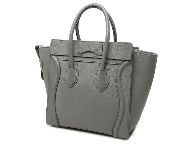Céline Celine Gray Micro Calfskin Luggage Tote Marrone Grigio antracite - vista 2