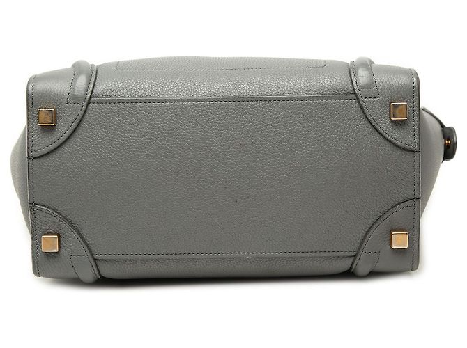 Céline Celine Gray Micro Calfskin Luggage Tote Marrone Grigio antracite - vista 3