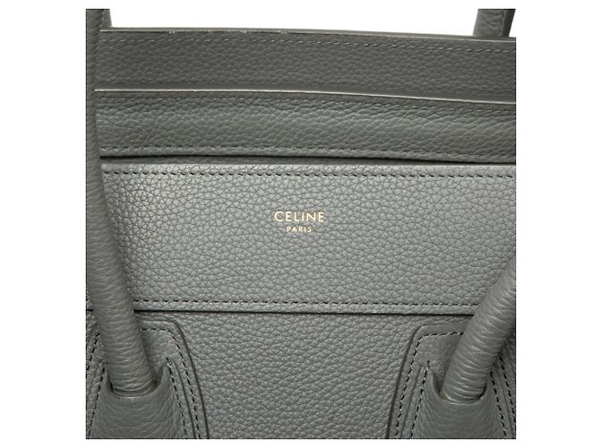 Céline Celine Gray Micro Calfskin Luggage Tote Marrone Grigio antracite - vista 5