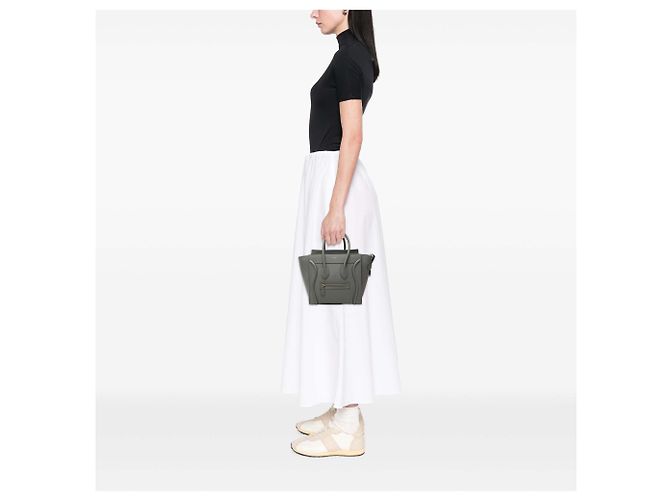 Céline Celine Gray Micro Calfskin Luggage Tote Marrone Grigio antracite - vista 6