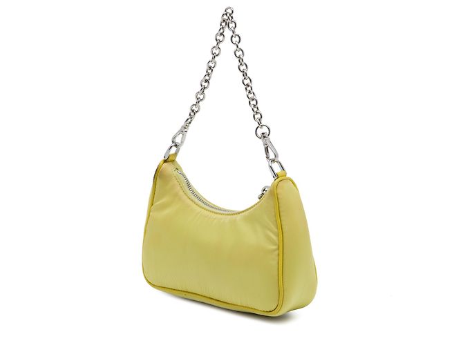 Borsa Prada Yellow Mini Tessuto Re Edition 2005 Satchel Giallo - vista 2