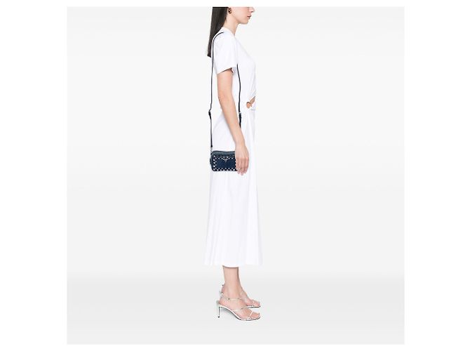 Prada Borsa Camera Mini in Denim Blu con Borchie Bijoux - vista 6