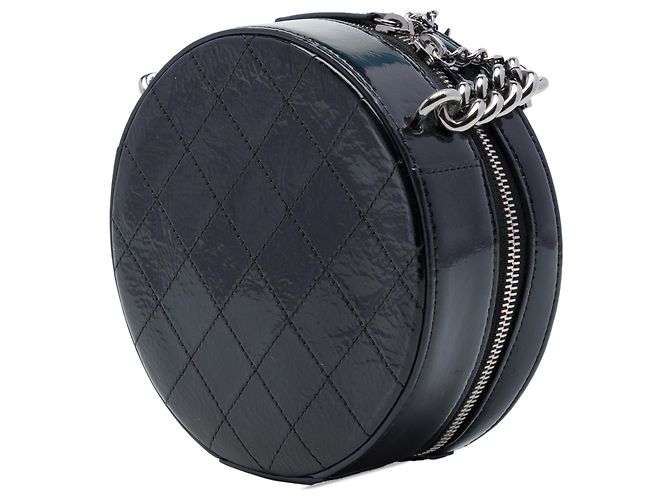 Borsa Chanel Black CC Patent Round as Earth Bag Nero - vista 2