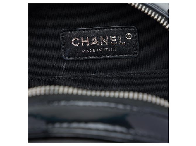 Borsa Chanel Black CC Patent Round as Earth Bag Nero - vista 5