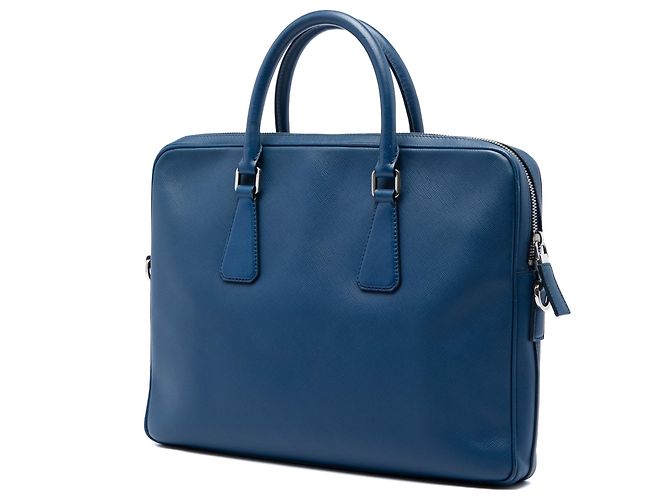 Mala de negócios Prada Blue Saffiano riscada Azul - vista 2