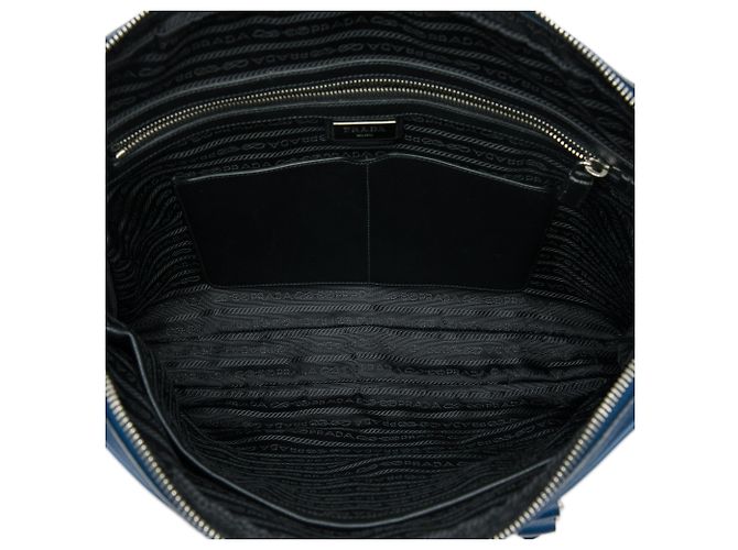 Mala de negócios Prada Blue Saffiano riscada Azul - vista 4
